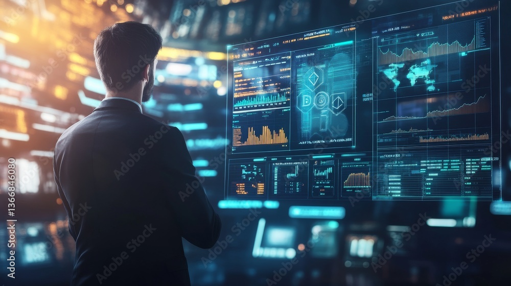 A cryptocurrency expert creating AI powered decentralized platforms for blockchain based crypto backed data marketplaces, futuristic data marketplace lab with live data, High-tech style A cryptocurrency expert creating AI powered decentralized platforms for blockchain based crypto backed data marketplaces, futuristic data marketplace lab with live data, High-tech style