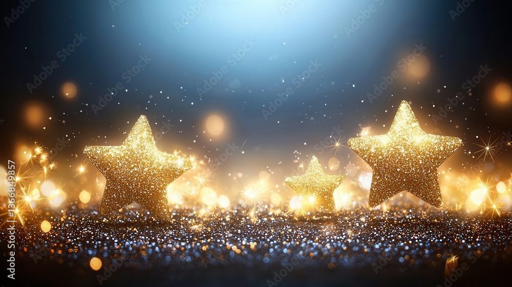 Naklejka premium Sparkling Glitter Stars on Festive Background