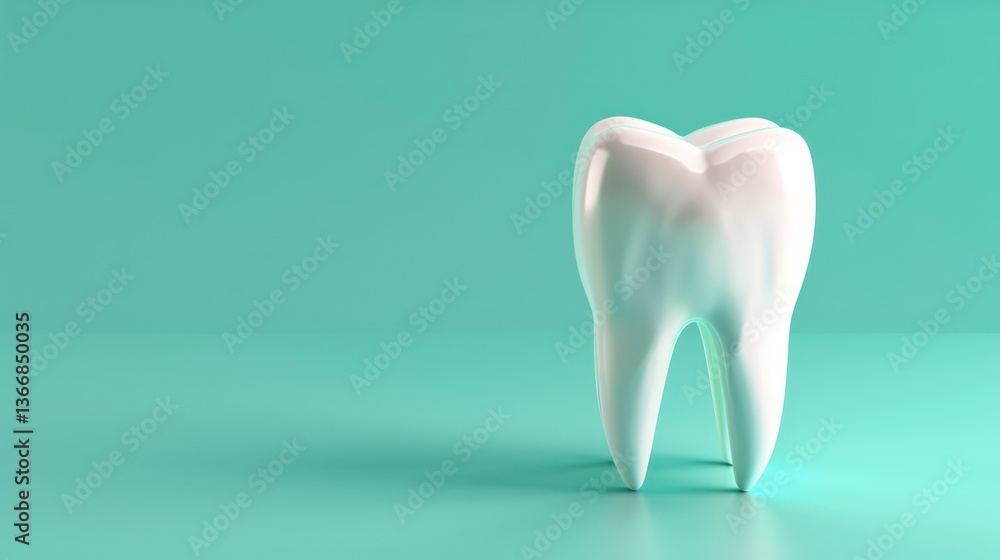 Illustrate a 3D model of a tooth with blank space next to it, perfect for adding custom text or graphics related to dental care or oral hygiene. Illustrate a 3D model of a tooth with blank space next to it, perfect for adding custom text or graphics related to dental care or oral hygiene.