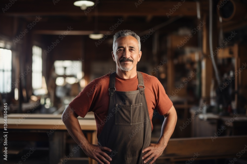 Obraz premium Portrait of a middle aged Hispanic male carpenter