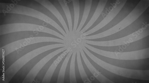 ビンテージ風モノクロなサンバースト背景（ウェーブ・集中線のループ素材）