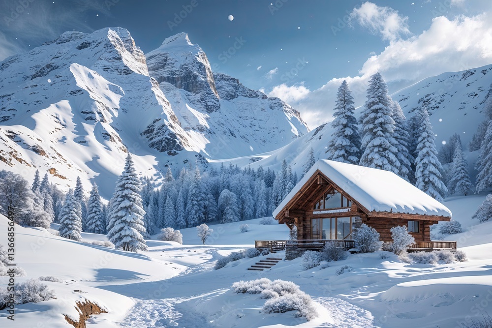 Fototapeta premium Pristine Snowy Terrain and Cold Winter Visuals