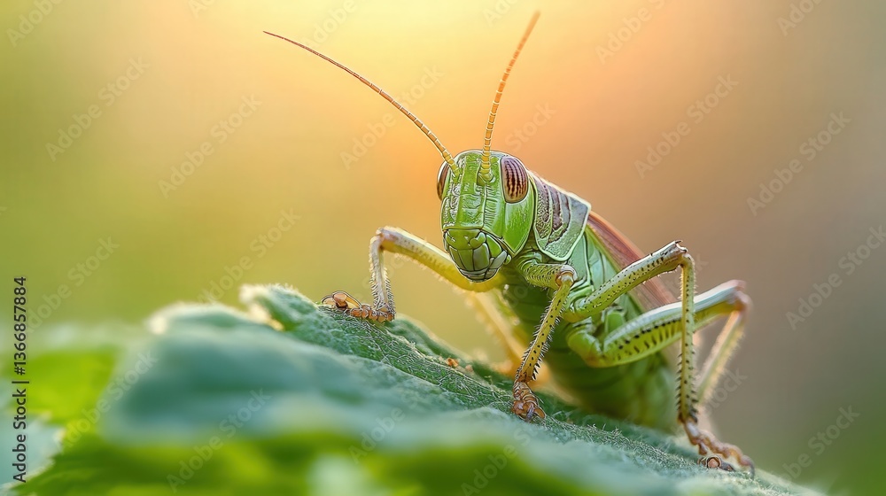grasshopper as it feeds on a leaf, set against a softly blurred background. grasshopper as it feeds on a leaf, set against a softly blurred background.
