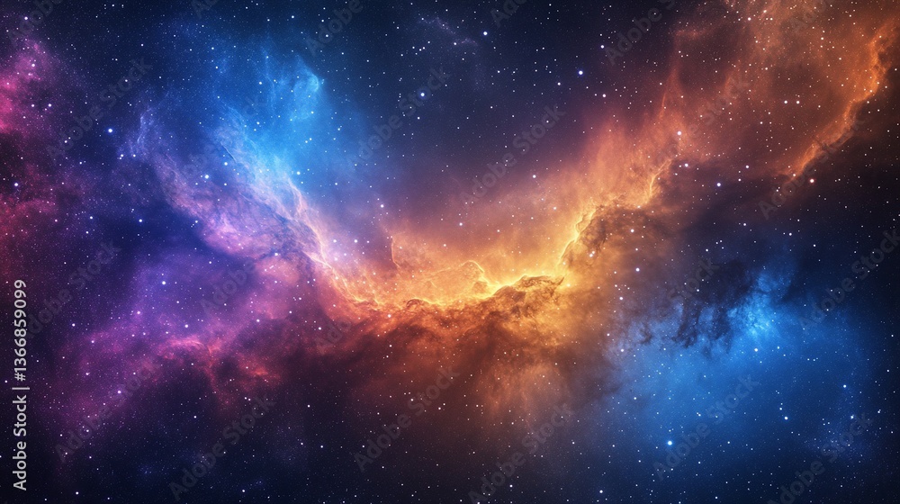Fototapeta premium Vibrant Cosmic Vista: Celestial Clouds and Starry Expanse in Space Artwork