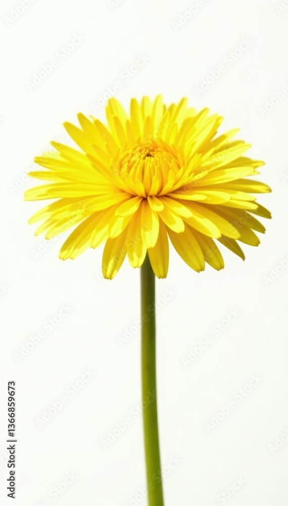 Naklejka premium Bright yellow dandelion flower isolated on white background, sunshine, nature