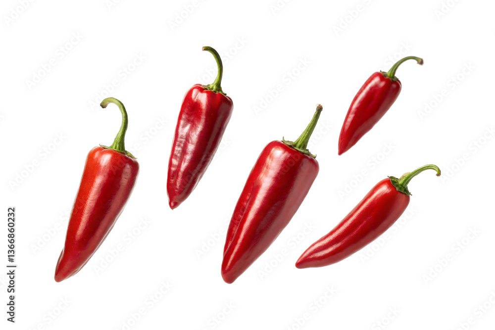 Falling red chili peppers isolated on transparent background, Cut out png Falling red chili peppers isolated on transparent background, Cut out png