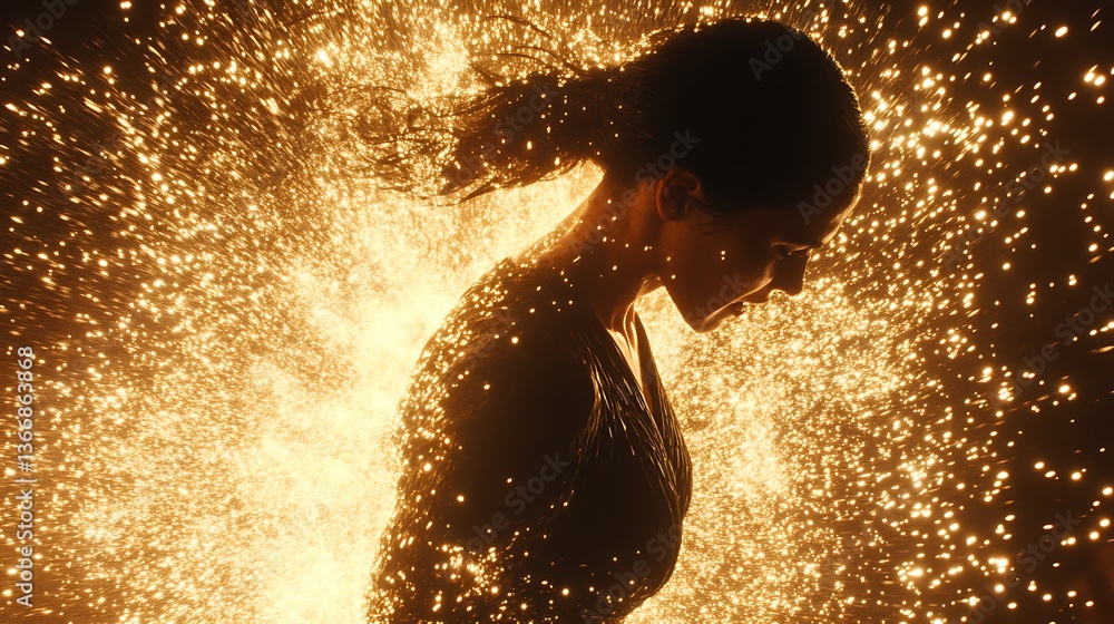 Obraz premium Woman in Sparkling Fire.