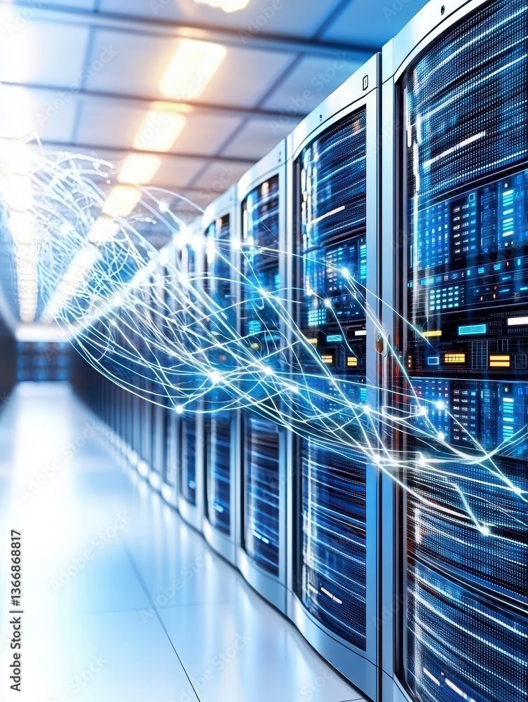 Fototapeta premium Data center technology high-performance servers modern facility digital infrastructure futuristic environment