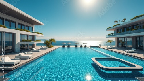 luxury swimming pool at night