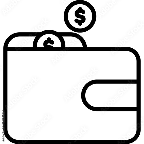 Online Shopping icon - black outline wallet