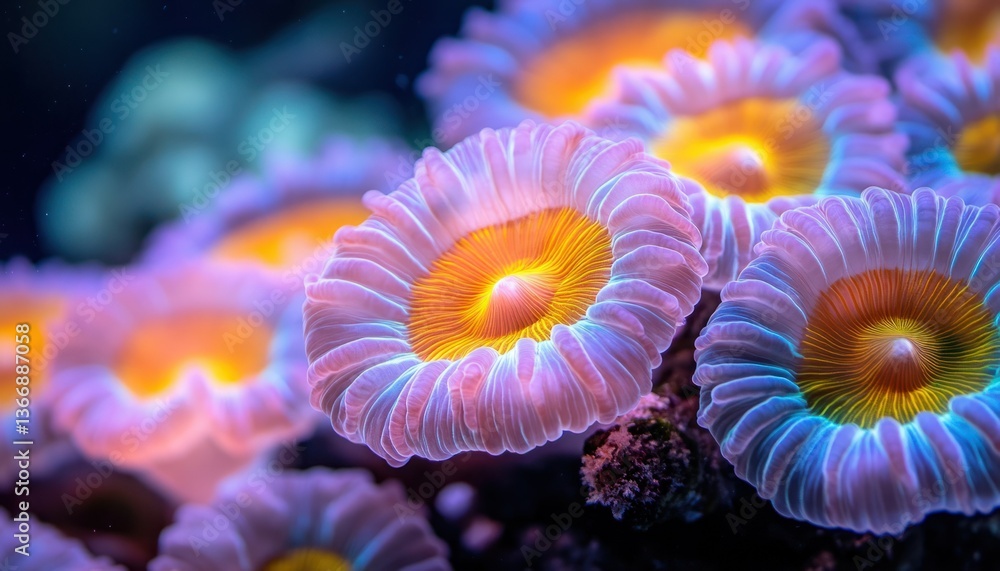 Vibrant Coral Reef Flowers with Luminescent Colors Underwater