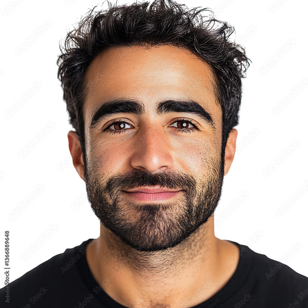 Obraz premium A Man with Affectionate Expression Eyes Soft and Beard Isolated on Transparent Background