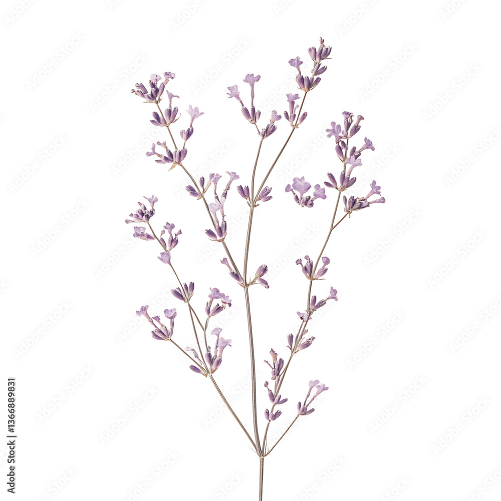 A Delicate Lavender Flower Cluster with Small Light Isolated on Transparent Background A Delicate Lavender Flower Cluster with Small Light Isolated on Transparent Background