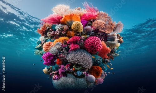 Obraz na płótnie Vibrant Underwater Coral Reef Displaying Diverse Marine Life and Colors w salonie