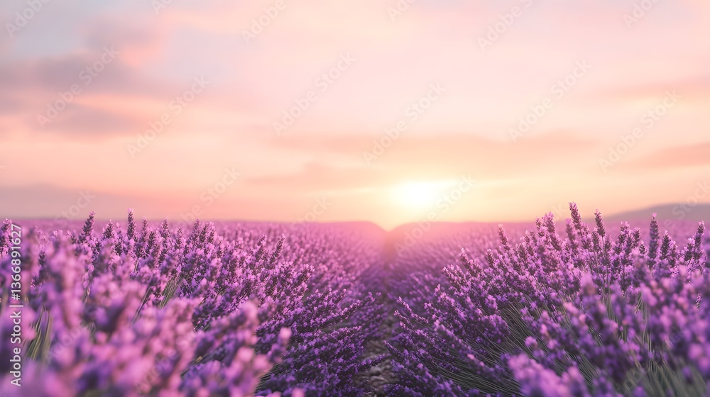 Fototapeta premium Lavender Field Sunset Serenity Provence Vista of excellence in splendor beyond compare with grace