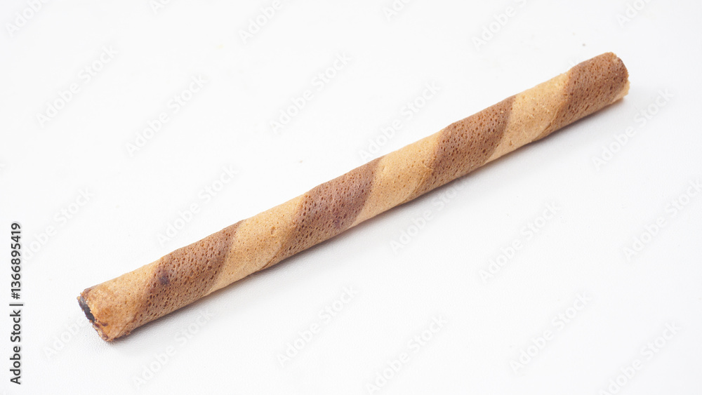 Crispy chocolate wafer rolls isolated on white background Crispy chocolate wafer rolls isolated on white background
