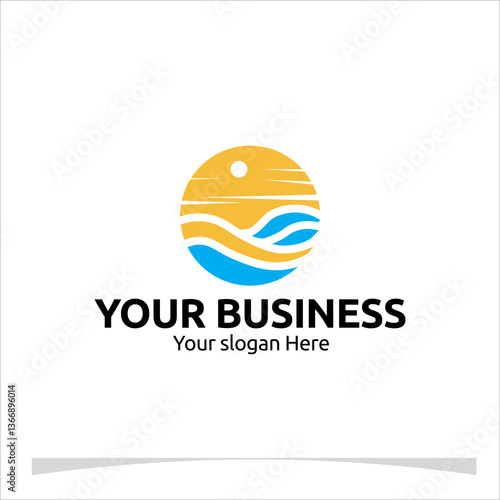 Wallpaper Mural Vibrant ocean and sunset logo concept with smooth lines and a warm color palette. Suitable for seaside restaurants, coastal real estate, or summer events. Vector format included. Torontodigital.ca