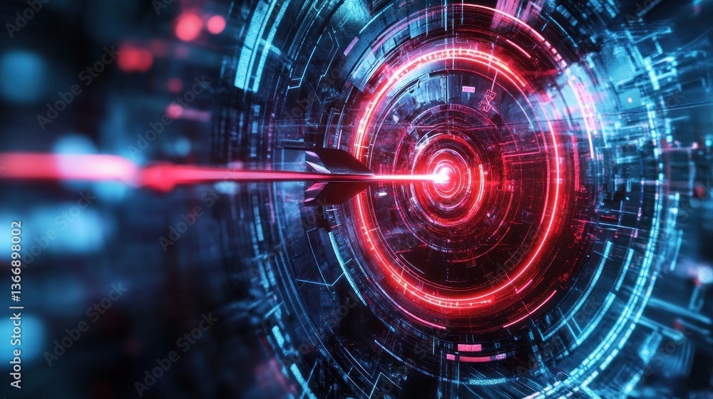 Digital Target Hit in Futuristic Interface Digital Target Hit in Futuristic Interface