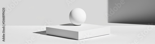 Wallpaper Mural Floating white sphere on minimalist surface contemporary art installation indoor modern design Torontodigital.ca