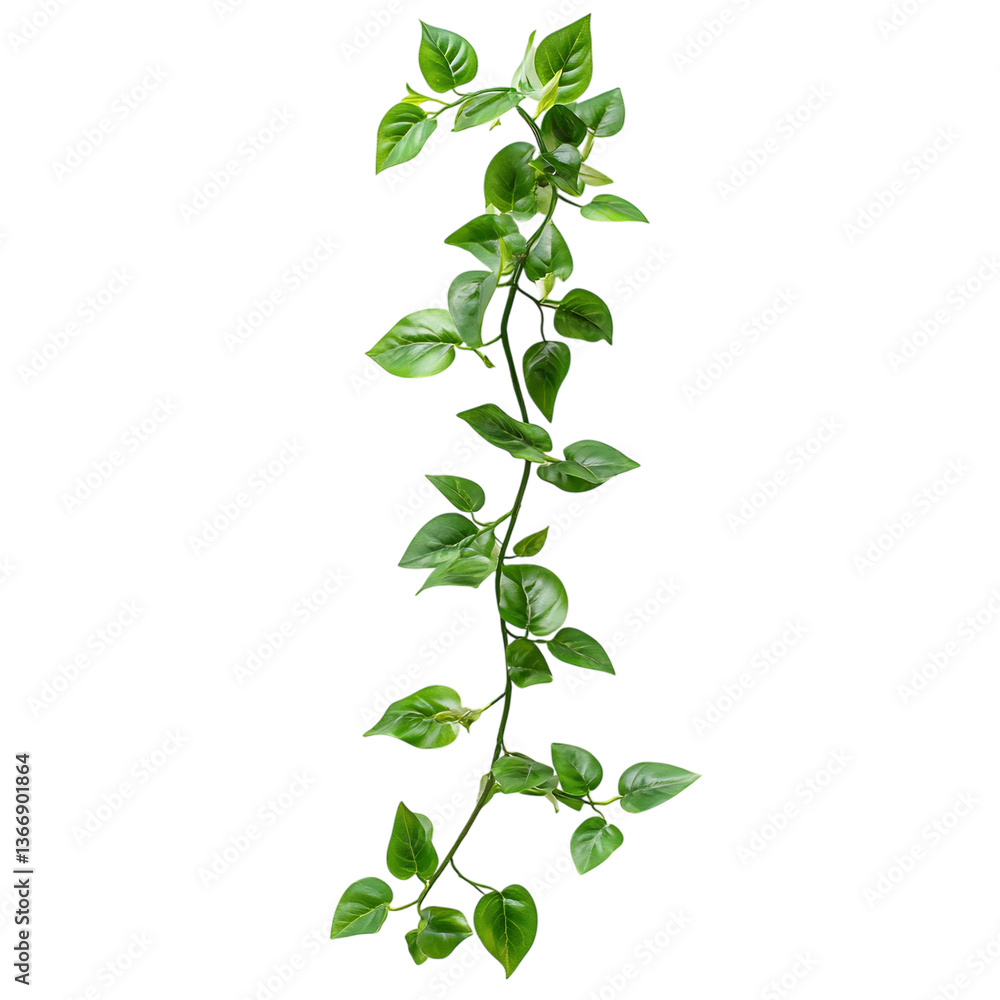 Trailing Hoya Linearis with Slender Cascading Leaves Isolated on Transparent Background