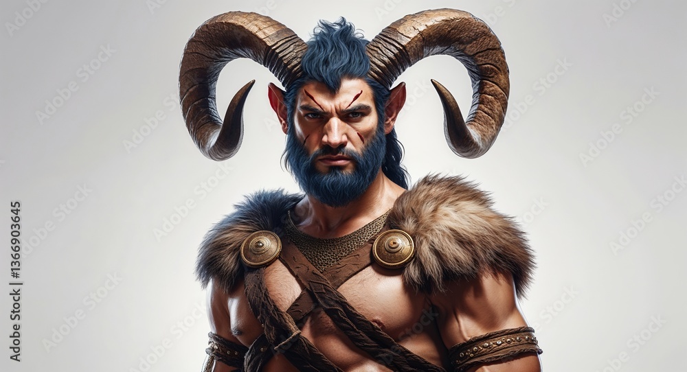 Minotaur warrior in plain white background portrait Minotaur warrior in plain white background portrait