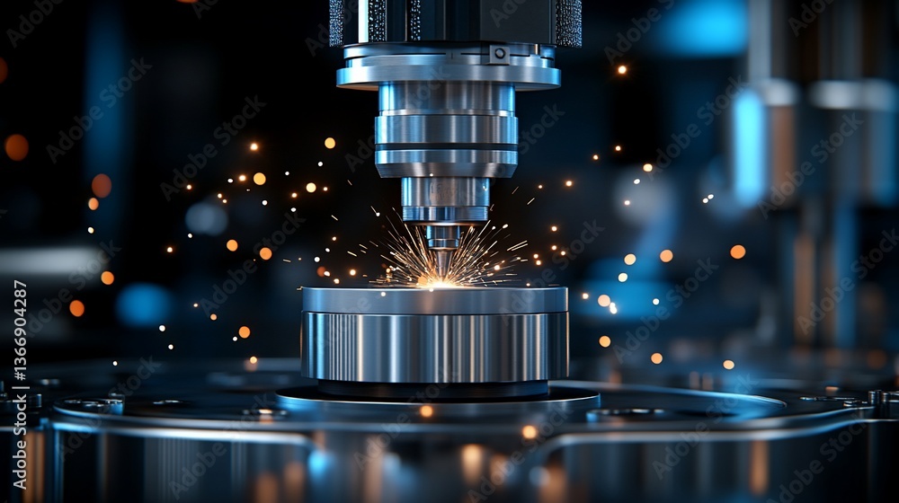 Metal machining sparks, factory precision Metal machining sparks, factory precision