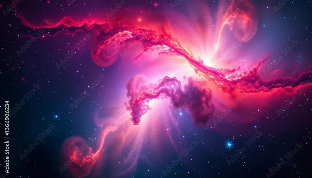 Vibrant nebulae illuminate a cosmic expanse, showcasing swirling galaxies and celestial light, glorious sky, nebulae Vibrant nebulae illuminate a cosmic expanse, showcasing swirling galaxies and celestial light, glorious sky, nebulae