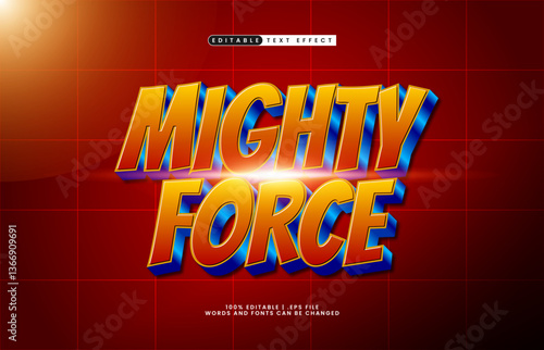 mighty force editable text effect with a hero and game text effect