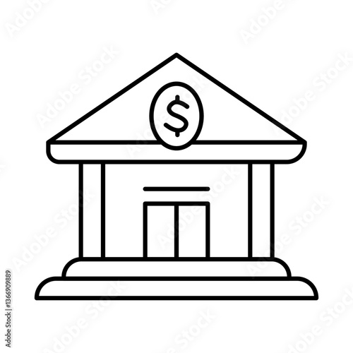 Bank Line Icon. Startup, Success, Growth Editable Stroke Vector Illustration
