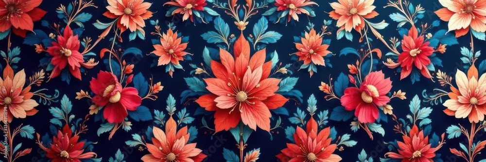 Intricate floral patterns dance across elegant damask fabric , antique-inspired, textured surface Intricate floral patterns dance across elegant damask fabric , antique-inspired, textured surface