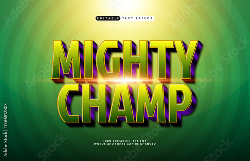 mighty champ editable text effect with a hero and game text effect