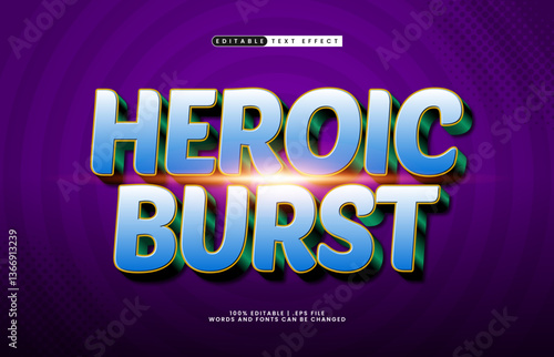 heroic burst editable text effect with a hero and game text effect