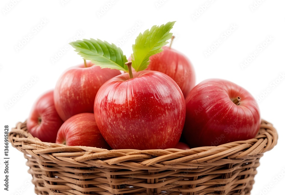 Fresh Red Apples in a Wicker Basket. Generative Ai Fresh Red Apples in a Wicker Basket. Generative Ai