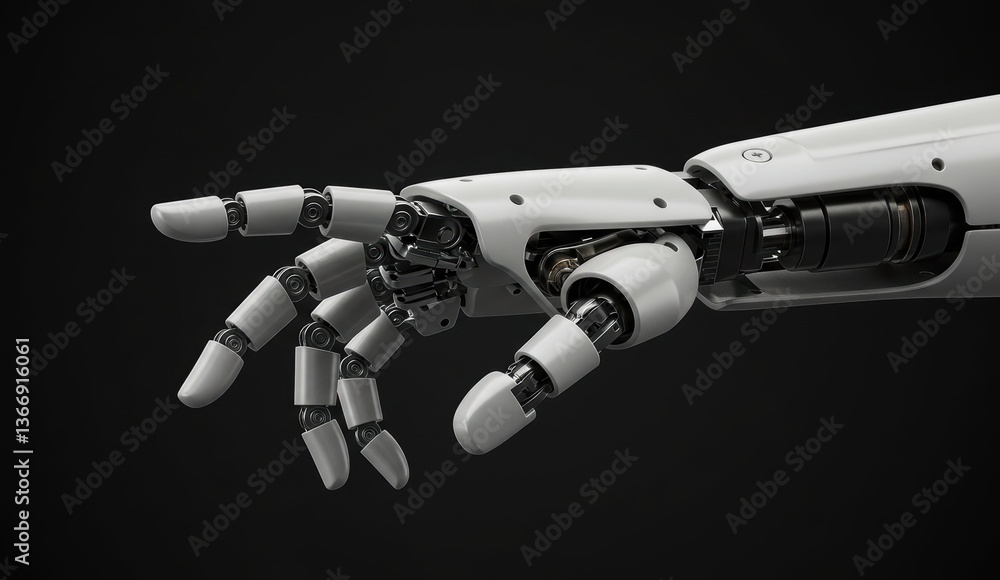 Futuristic robotic hand design showcasing precision mechanisms and technology. Themes of innovation and automation. Futuristic robotic hand design showcasing precision mechanisms and technology. Themes of innovation and automation.