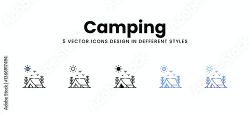 Camping vector icons set stock illustration