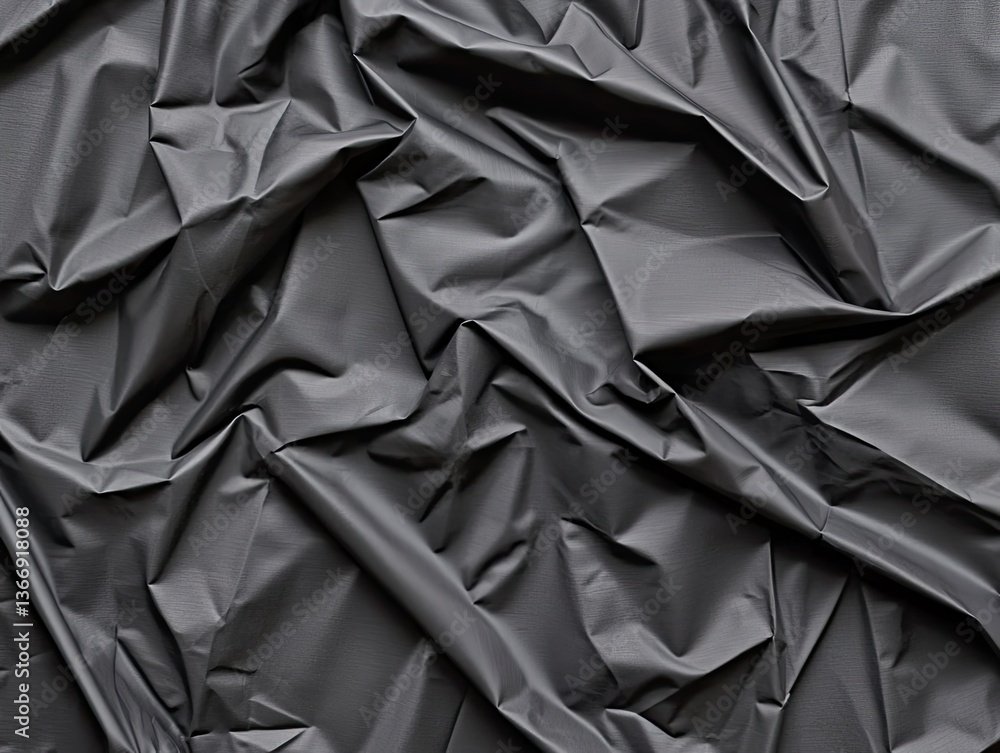 Overhead abstract image of textured black fabric a contrast in artistic settings Overhead abstract image of textured black fabric a contrast in artistic settings