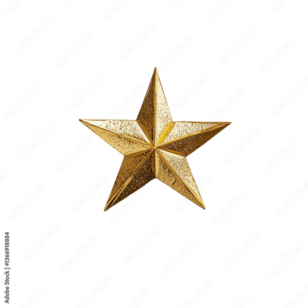 A shiny, golden star with distinct points and a textured surface. A shiny, golden star with distinct points and a textured surface.