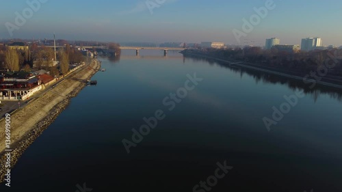 Wallpaper Mural Aerial of the Danube River at twilight, Budapest’s city lights beginning to illuminate the skyline Torontodigital.ca