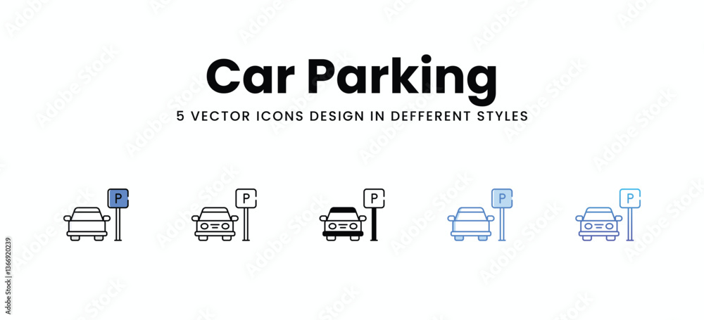 Car Parking vector icons set stock illustration Car Parking vector icons set stock illustration