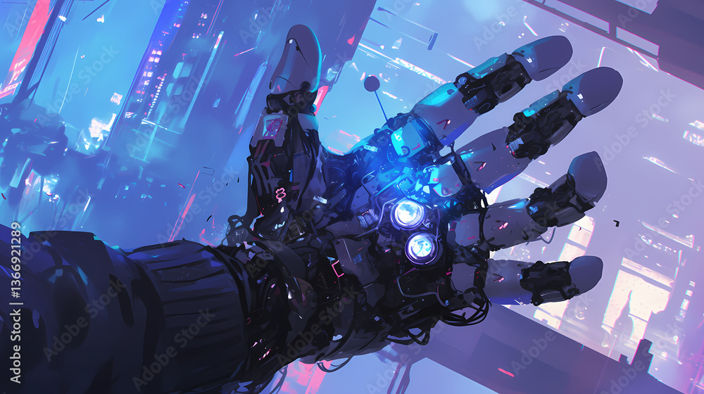 Obraz premium Cybernetic Prosthetics cyberpunk illustration