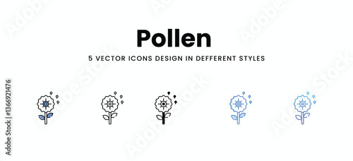Pollen  vector icons set stock illustration