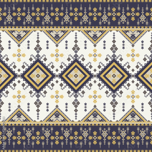 Geometric ethnic seamless pattern. Traditional tribal style. Design for background, illustration, texture, fabric, wallpaper, wrapping, clothing, sarong, patchwork, embroidery, carpet and textile.