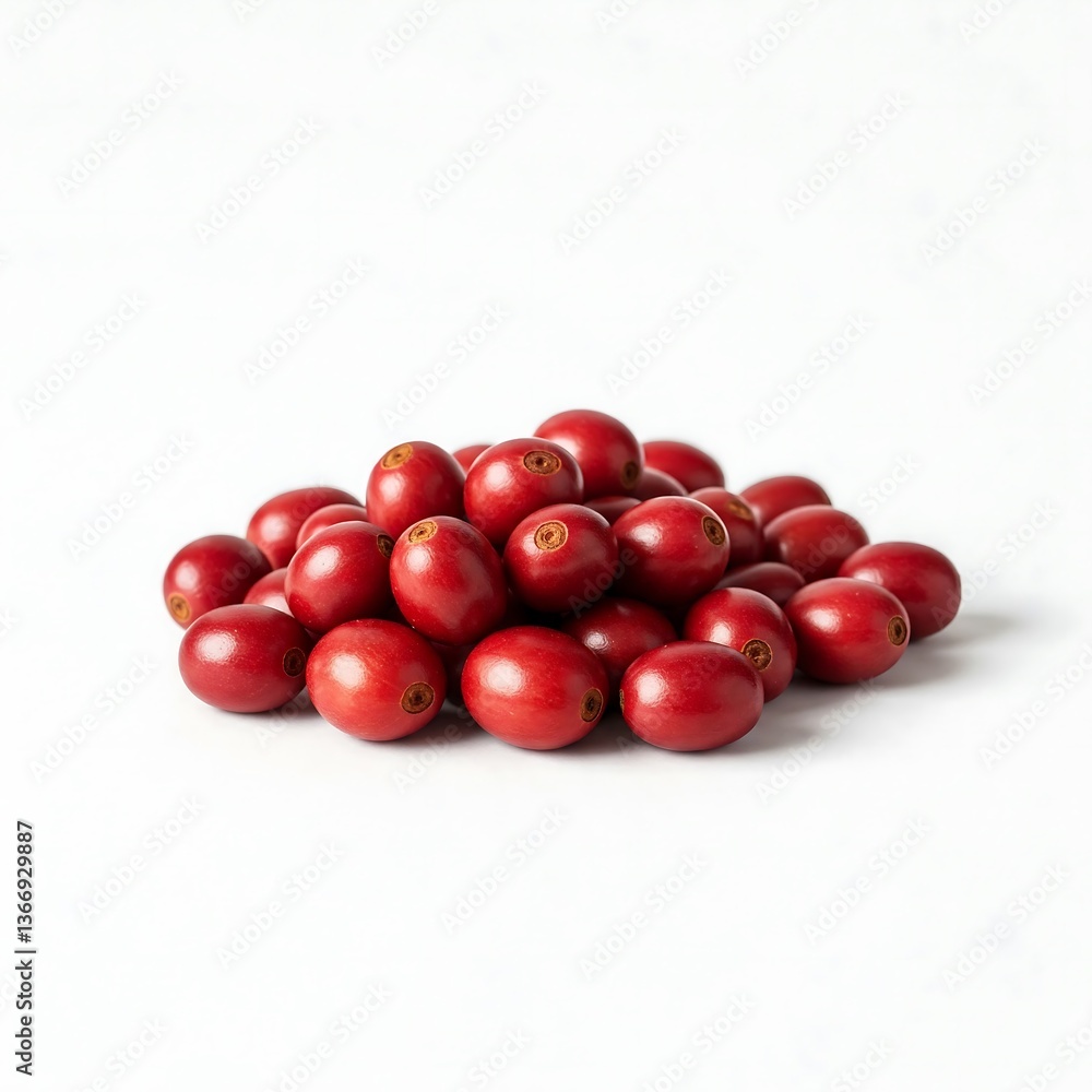 Pile of Fresh Red Coffee Cherries Isolated on White Background Pile of Fresh Red Coffee Cherries Isolated on White Background