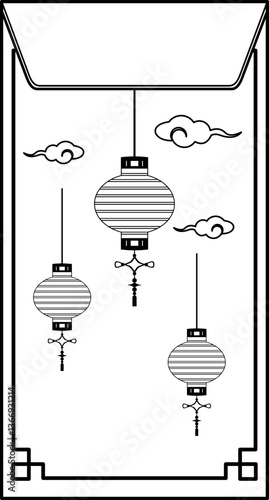 Chinese New Year Envelope Outline