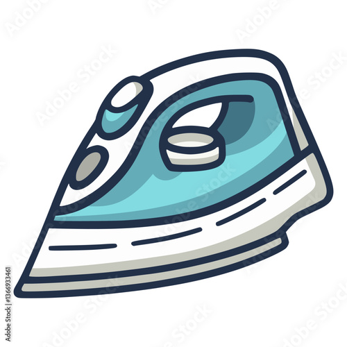 electric iron home appliance technology flat color vector illustration template design