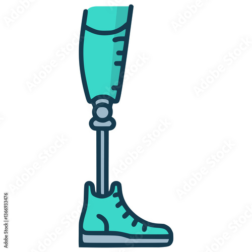 human prosthetic leg exoskeleton flat color vector illustration template design