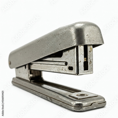 Old stapler isolated on white background, front view