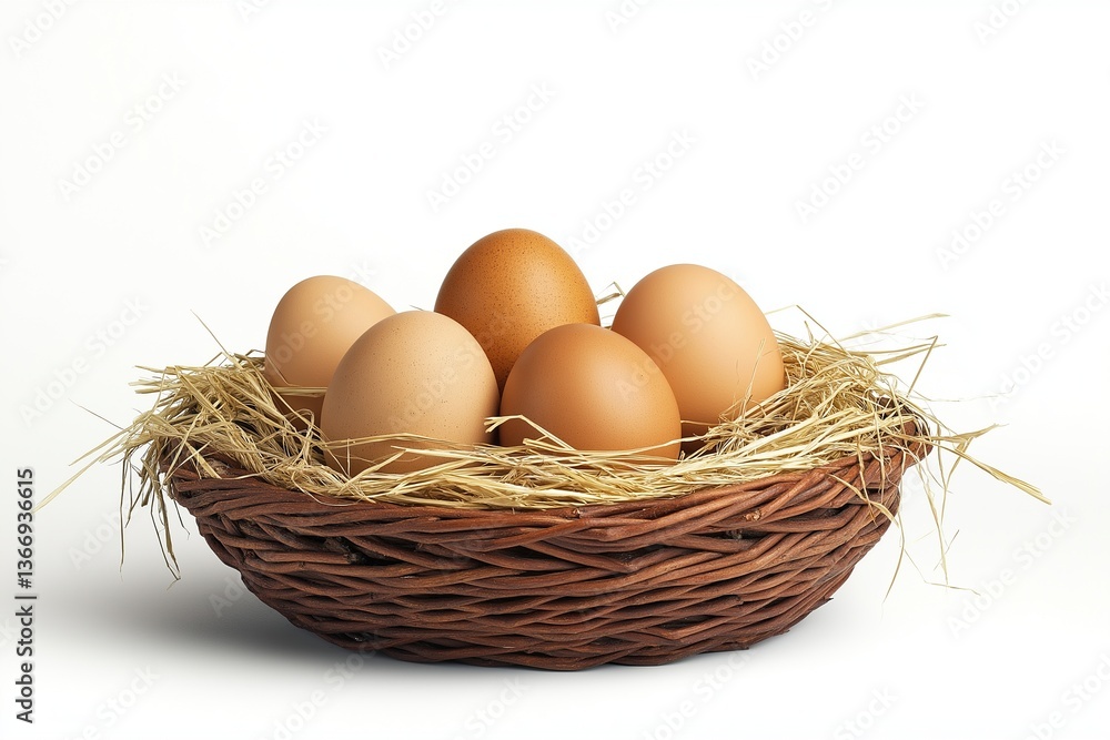brown eggs in a wicker basket brown eggs in a wicker basket