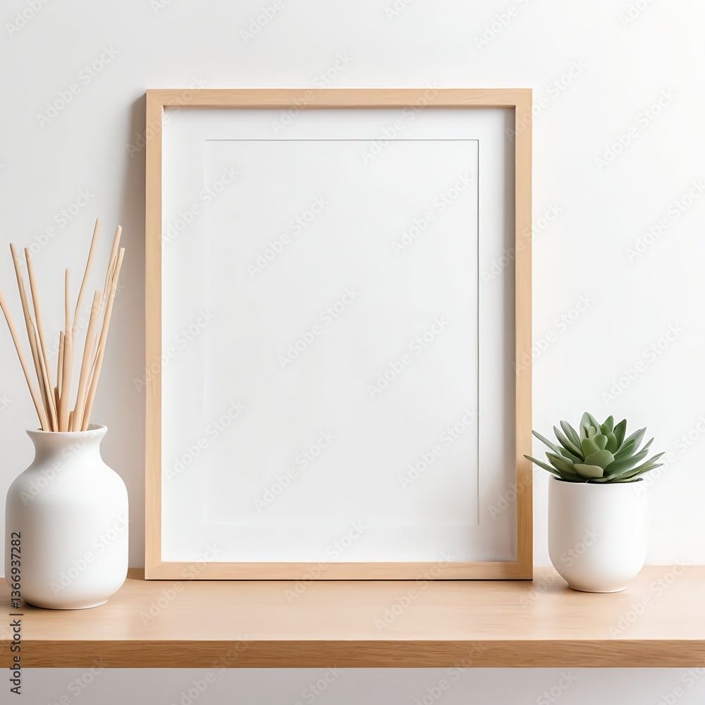 Minimalist Home Decor Mockup Blank Frame, Succulent, and Diffuser Minimalist Home Decor Mockup Blank Frame, Succulent, and Diffuser