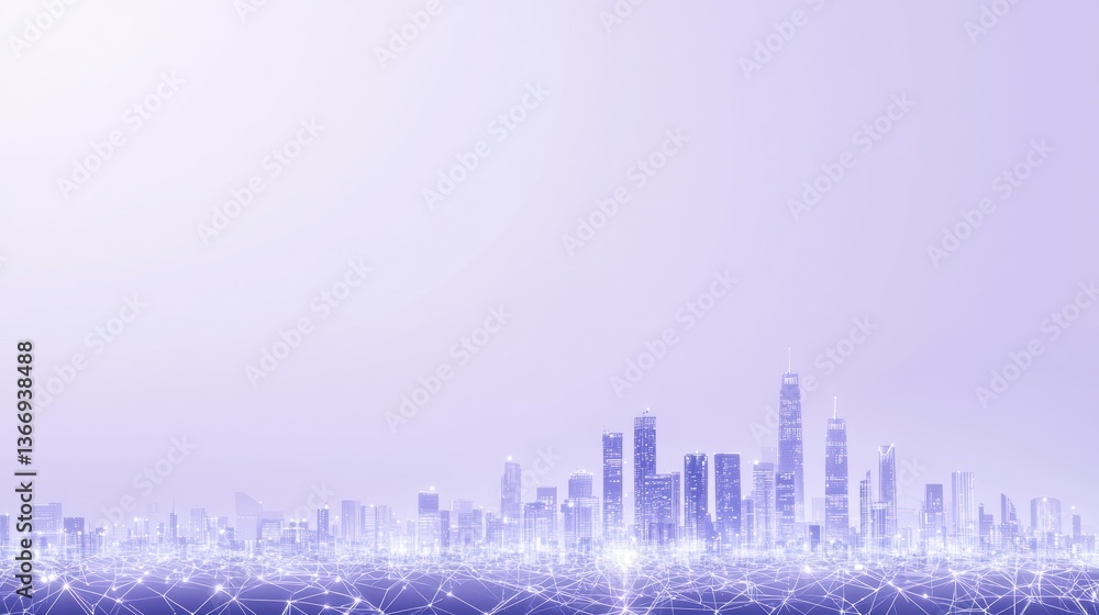 Fototapeta premium Networking Smart city with connected devices symbolizing advanced IoT networking.